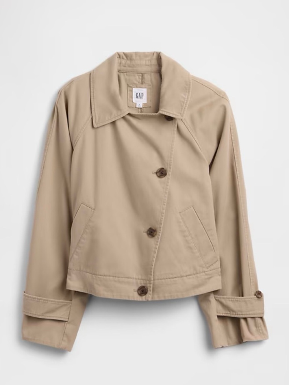 GAP Short Cropped Trench Coat in Khaki